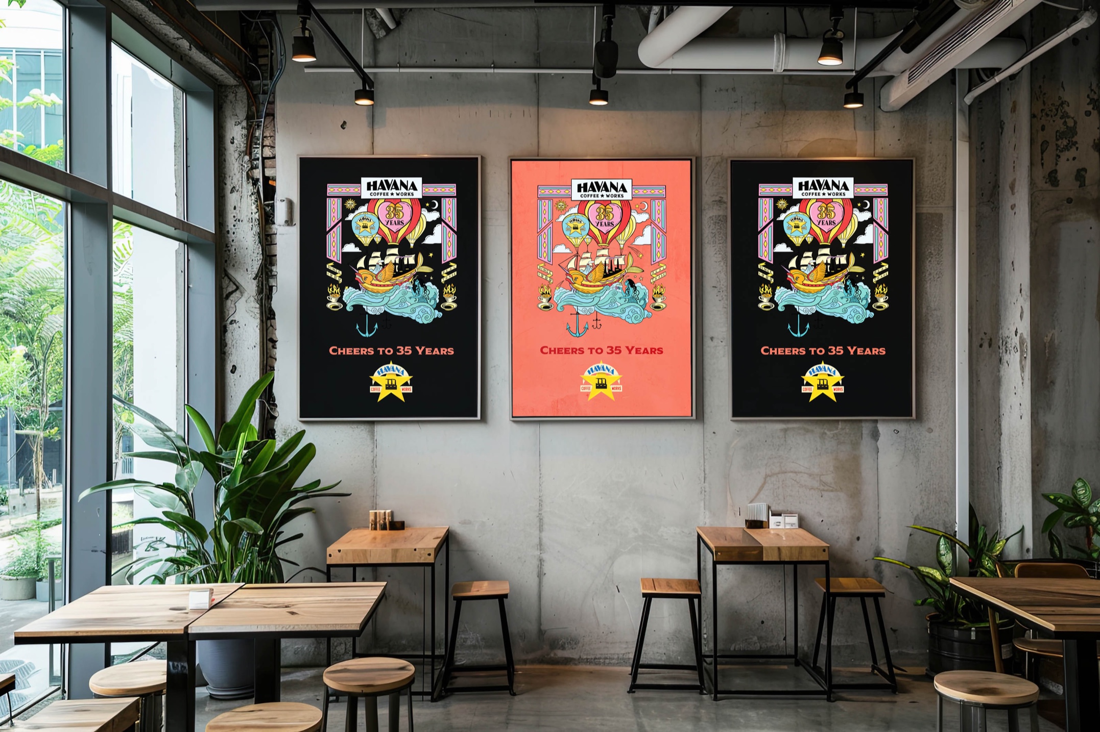 Bold and Durable: Havana Coffee Works Celebrates 35 Years with Custom Posters