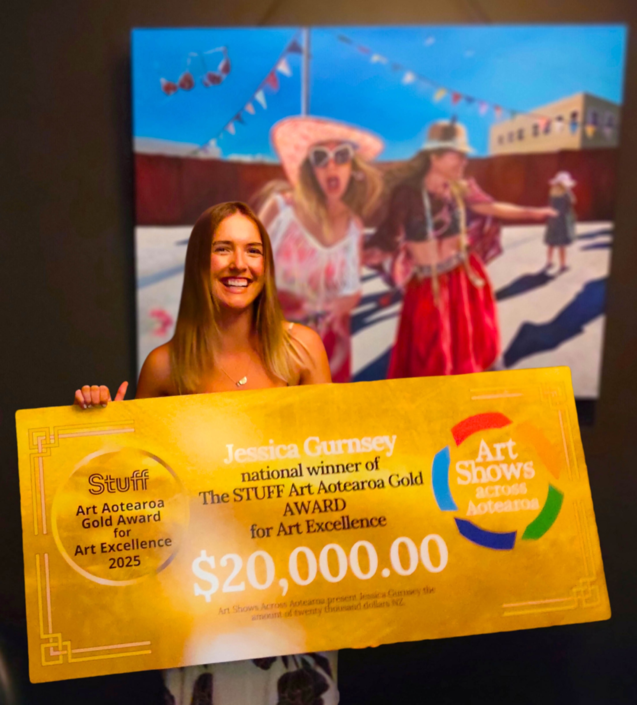 Oversized presentation cheque printing for Stuff Digital award event in Wellington