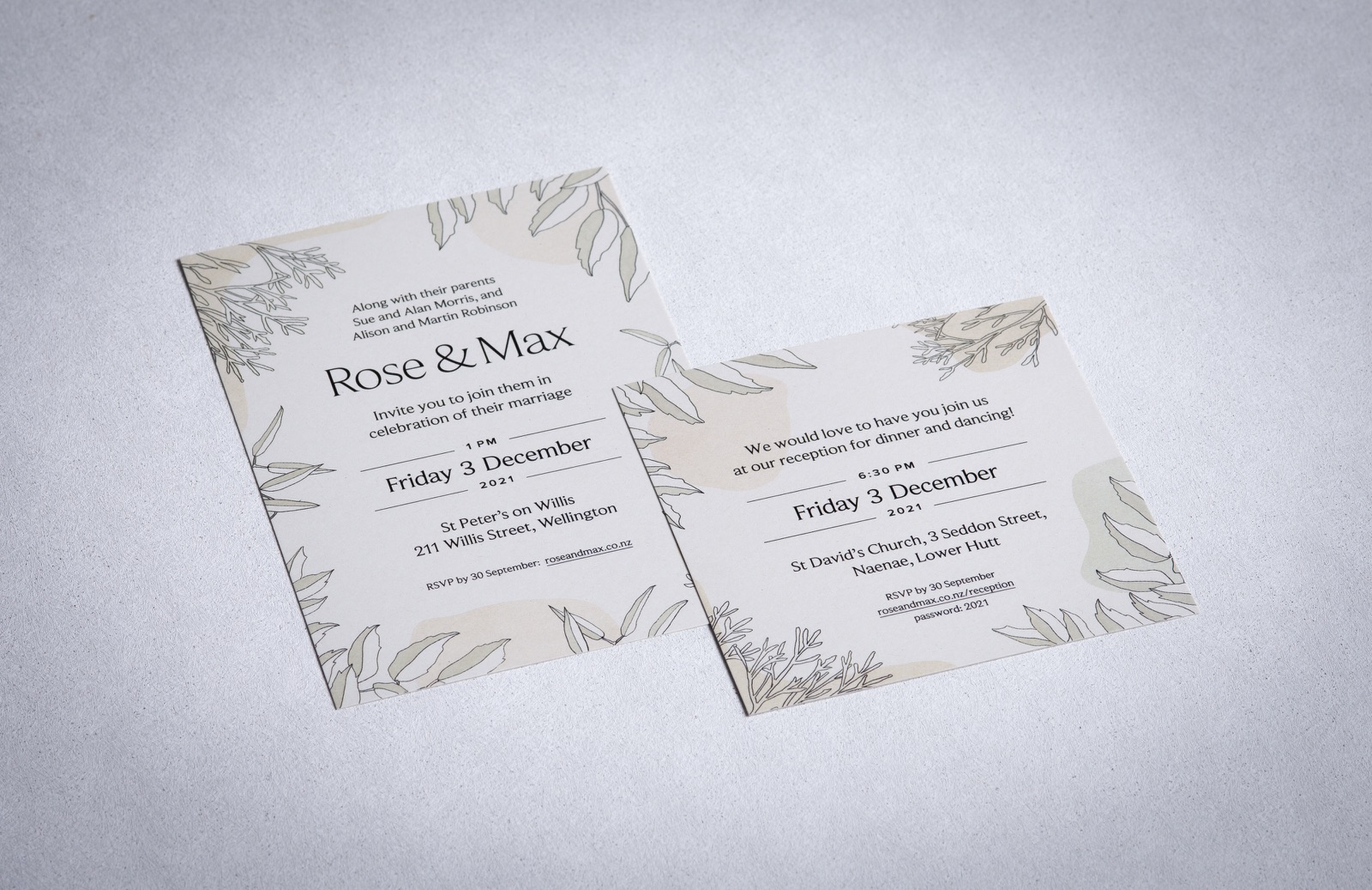 Crafted with Care: Printing Rose & Max's Wedding Invitation Set