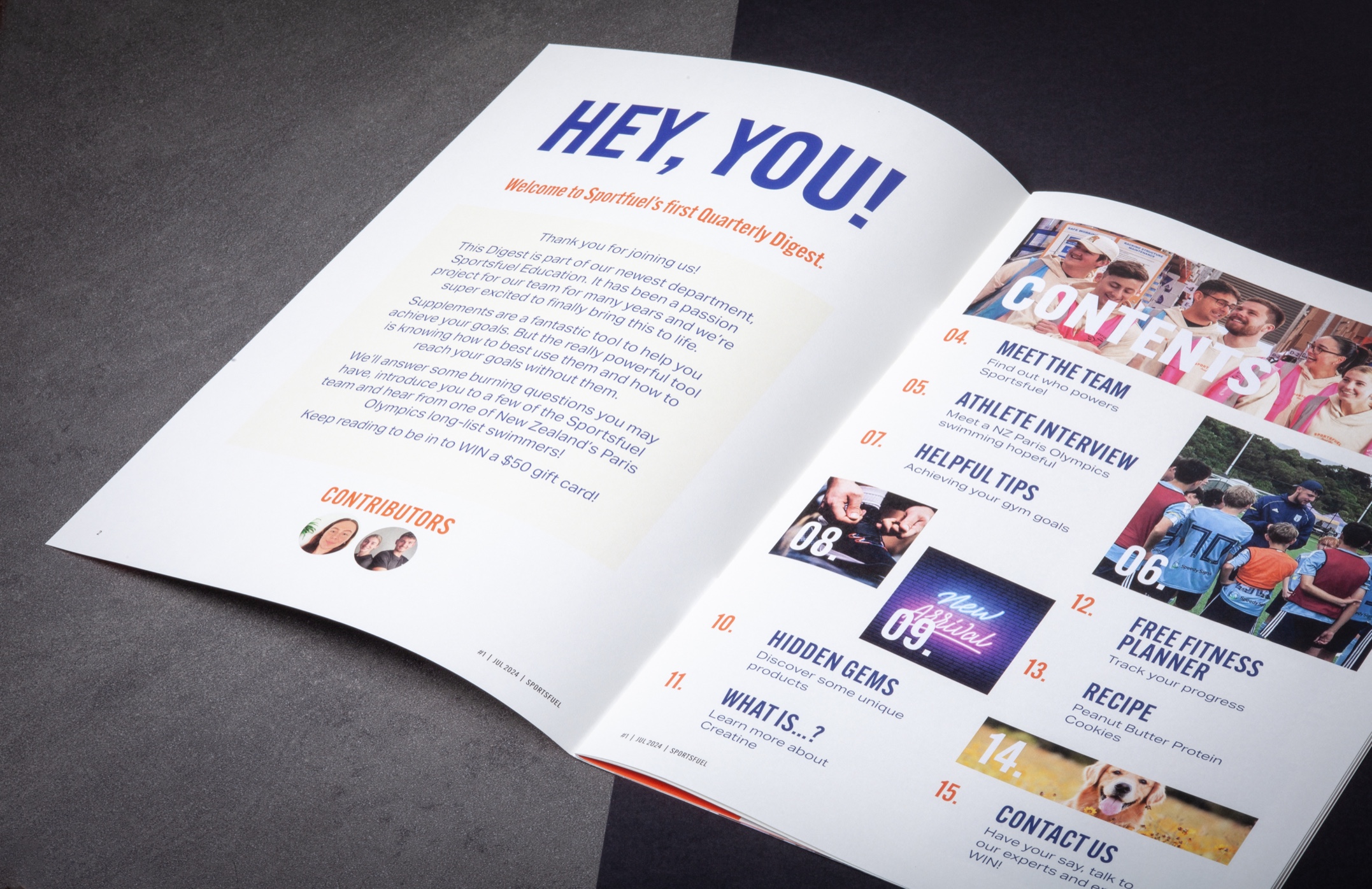 Photographs of the Sportsfuel Quarterly Digest. A 16-page self-cover booklet printed in full colour.