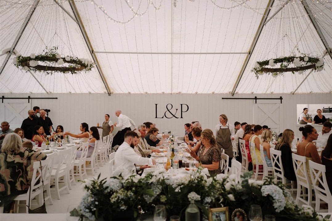 Custom wedding signage and printed menus for Leith & Piri’s Wellington wedding, produced by Colourcraft