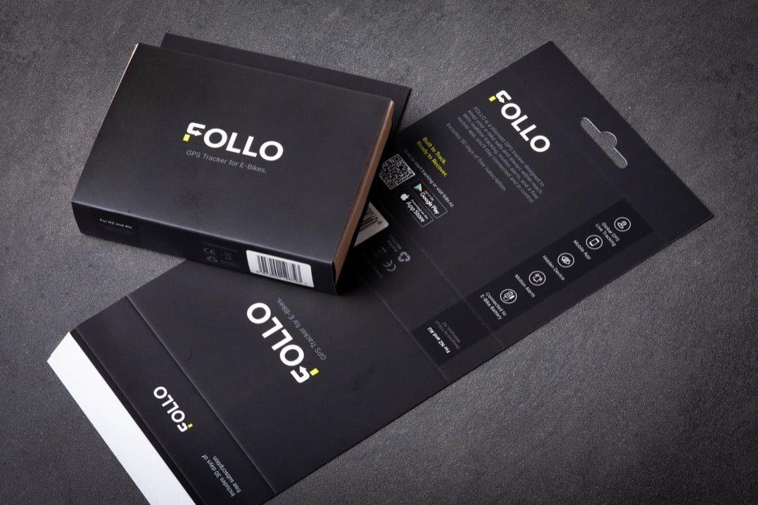 Custom printed carton sleeve / wrap with matte lamination and diecut hangsell slot for Follo GPS tracker, printed in Wellington by Colourcraft.