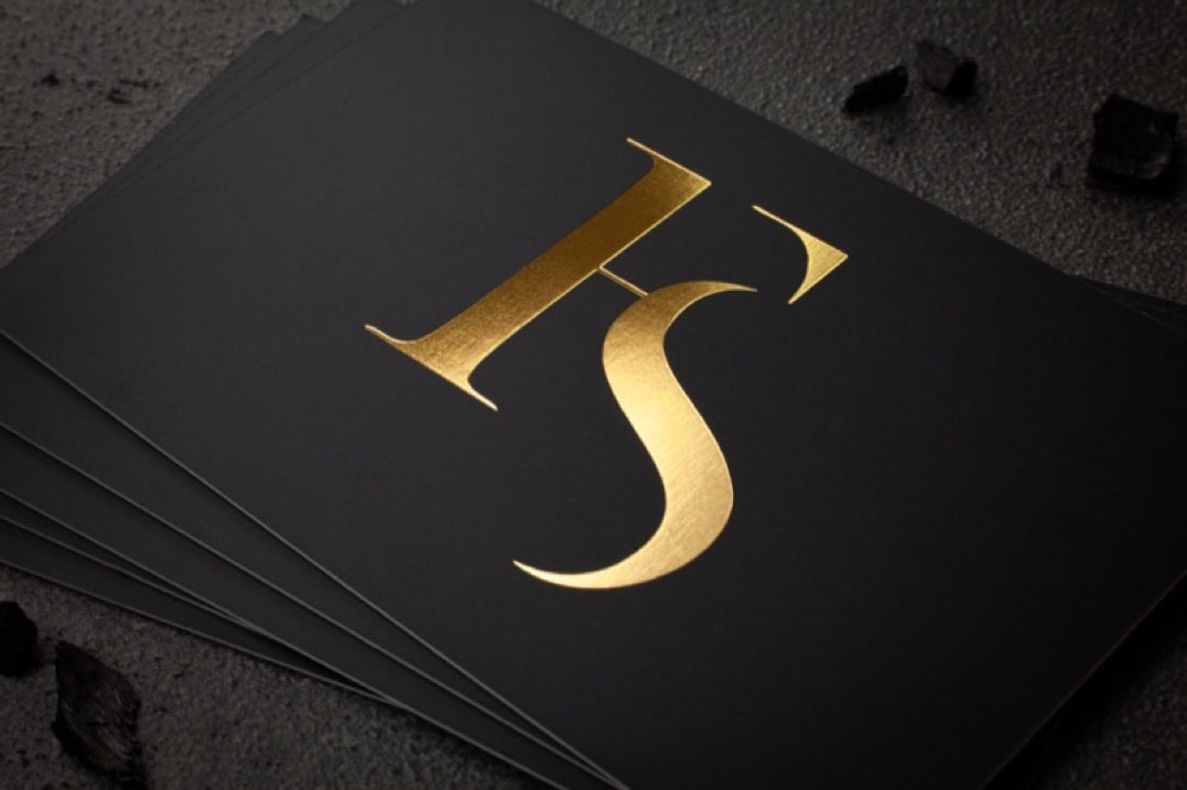 Gold foil business cards with matte lamination and spot UV for Wellington’s Fireplace Studio, printed in Wellington by Colourcraft.

